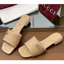 Gucci Women's slide sandal with Double G 816330 beige GG leather 2025