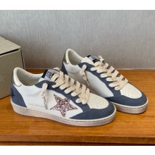 Golden Goose Ball Star sneakers Calf and Suede with glitter detailing white/blue 2025