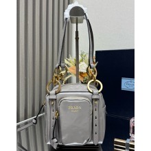 PRADA Dangle leather top-handle mini-bag 1BB137 grey 2025