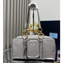 Prada Dangle medium leather top-handle bag 1bb138 grey 2025