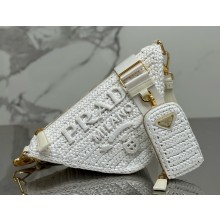 Prada knit Triangle Shoulder Bag 1BH190 white 2025