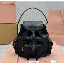 MIU MIU Canvas and leather backpack black 5BZ042 2025