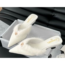 Chanel pointed mules with cony hair white leather 2025