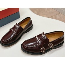 Marni Burgundy leather Bambi 3.0 loafer with double buckle 2025