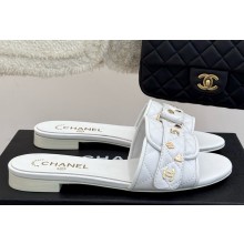 Chanel lambskin white flat slippers 2025