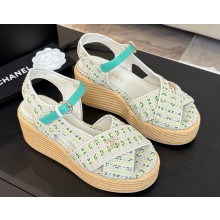 Chanel heel 12cm Platform 4cm knit with CC logo sandals 03 2025 