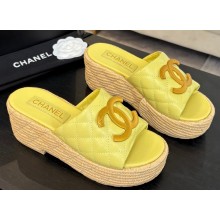 Chanel women's Quilting slipper yellow leather 2025