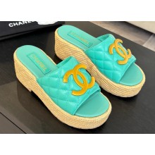 Chanel women's Quilting slipper green leather 2025