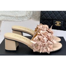 Chanel thick heeled Mules with bow decoration pink heel 5cm 2025
