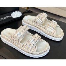 Chanel women's knit flat slipper white 2025
