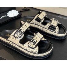 Chanel women's knit flat slipper black 2025