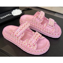 Chanel women's knit flat slipper pink 2025