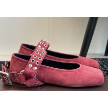 Alaïa BIKER BALLET FLATS IN suede CALFSKIN burgundy 2025