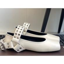 Alaïa BIKER BALLET FLATS IN CALFSKIN white 2025