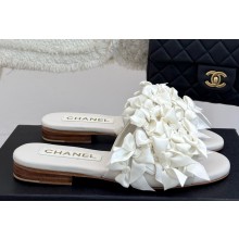 Chanel flat Mules with bow decoration white 2025