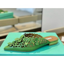 Aquazzura lambskin flat mule with flower decoration 04 2025 