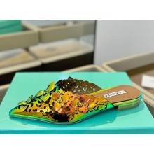 Aquazzura patent lambskin flat mule with flower decoration 06 2025 