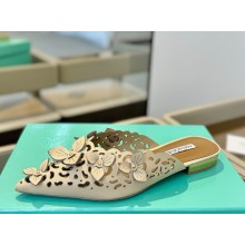 Aquazzura lambskin flat mule with flower decoration 03 2025 