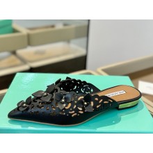 Aquazzura lambskin flat mule with flower decoration 01 2025 