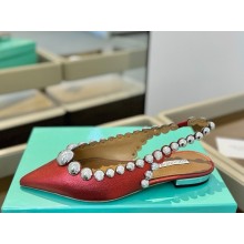Aquazzura lambskin flat Slingback red 2025 