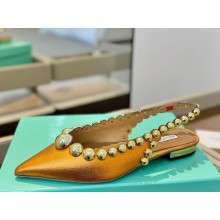 Aquazzura lambskin flat Slingback yellow 2025 
