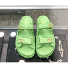Chanel lambskin CC Logo Beach mule G35927 green 2025