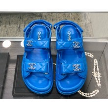 Chanel lambskin CC Logo Beach Sandals G35927 blue 2025