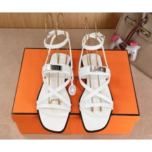 Hermes June Sandals in white Leather 2025