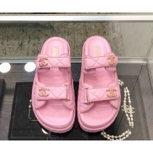 Chanel lambskin CC Logo Beach mule G35927 pink 2025