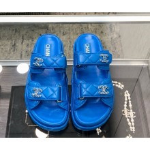 Chanel lambskin CC Logo Beach mule G35927 blue 2025
