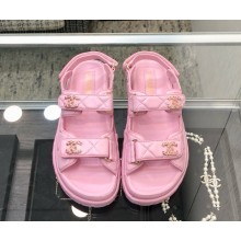 Chanel lambskin CC Logo Beach Sandals G35927 pink 2025