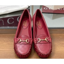Gucci Women's ballet flat with Horsebit 814895 Gucci Rosso Ancora red mini GG leather 2025