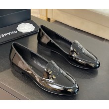 Chanel patent lambskin double C loafer black 2025