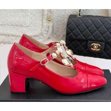 Chanel patent calfskin with crystal Mary Janes red heel 5.5cm 2025