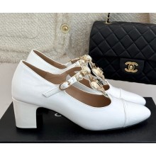 Chanel patent calfskin with crystal Mary Janes white heel 5.5cm 2025
