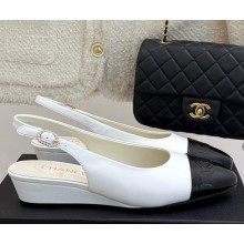 Chanel lambskin and patent Slingback black/white 2025