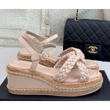 Chanel knit platform heel 7cm sandals pink 2025