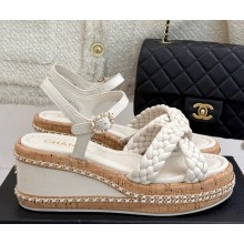 Chanel knit platform heel 7cm sandals white 2025