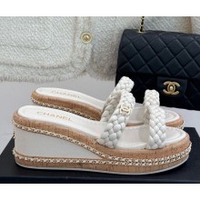 Chanel knit platform heel 7cm slipper white 2025