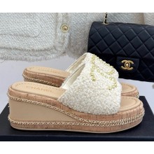 Chanel Gold Pearl CC Logo Mules Tweed beige heel 7cm 2025