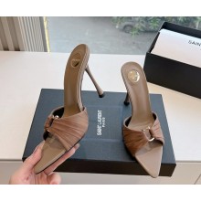 Saint Laurent 110mm lola mules light brown silk 2025 