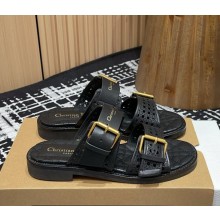 Dior D-Avenue Slide Black Calfskin with Openwork Microcannage Motif 2025