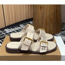 Dior D-Avenue Slide ivory Calfskin with Openwork Microcannage Motif 2025
