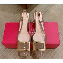 Roger Vivier Belle Vivier Covered Buckle Slingback Pumps in Patent Leather light brown heel 4.5cm 2025