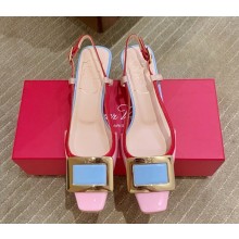 Roger Vivier Belle Vivier Covered Buckle Slingback Pumps in Patent Leather pink/sky blue heel 4.5cm 2025