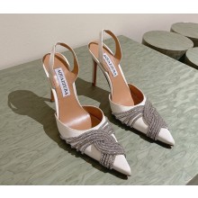 Aquazzura Gatsby heel 6.5/10.5cm crystal-embellished pumps white 2025