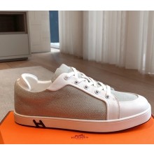 Hermes women/men Kid sneaker in H canvas, calfskin and suede goatskin 01 2025