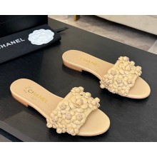 Chanel flat Camellia Slipper beige 2025