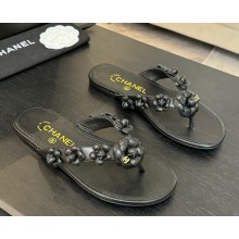 Chanel flat Camellia flip-flops black 2025