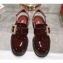 Roger Vivier Viv' winter Strass Buckle Slingback in Patent leather burgundy 2025